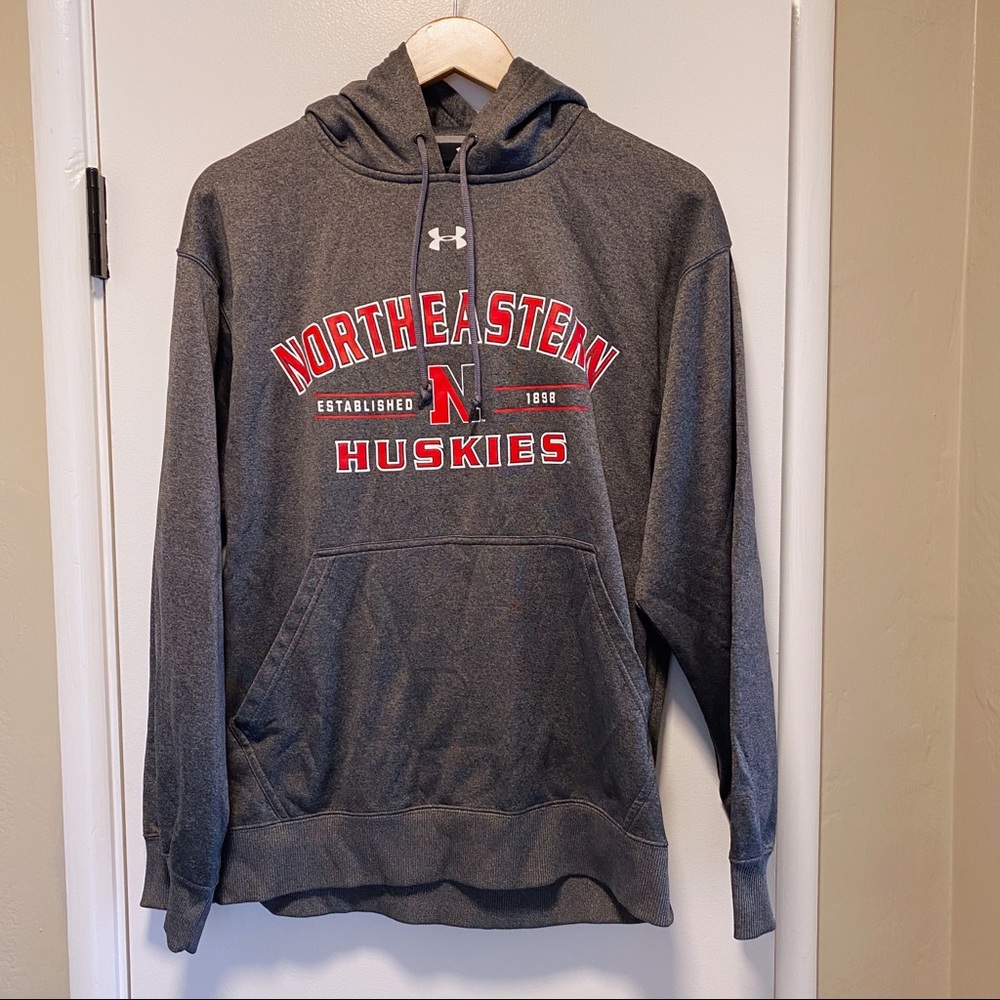 Northeastern Grey Under Armour Hooded Sweatshirt